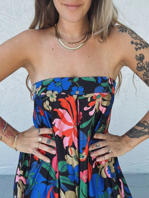 Cool Breeze Floral Print Flowy Tube Top Jumpsuit
