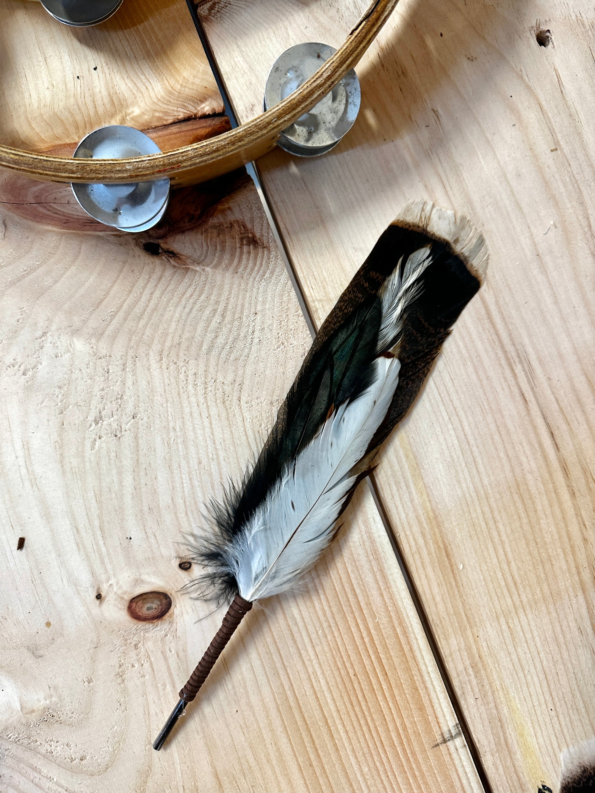 Leather Wrapped Hat Feather