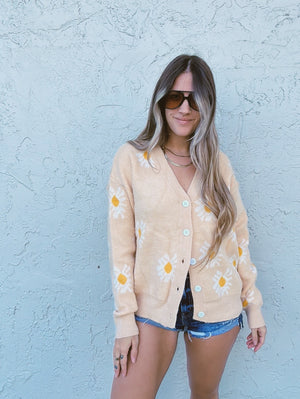 Dancing Daisy Button Up Sweater Cardigan