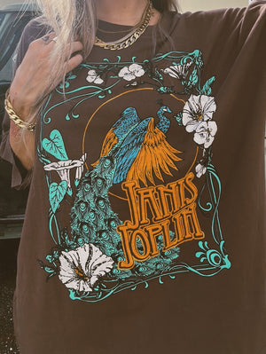 Janis Joplin Floral Peacock OS Tee