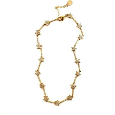 Star Light Pavé Star & Gold Chain Necklace