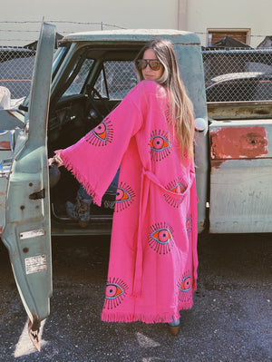 Must Be Wednesday One Of A Kind Hand Painted Evil Eye Kaftan Robe ~ MADE TO ORDER
