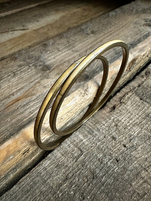 Vintage Brass & Colored Bone Inlay Bangles
