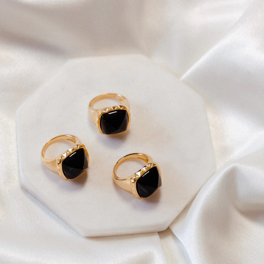 Erin Fader Onyx Pyramid Ring - Lil Bee's Bohemian
