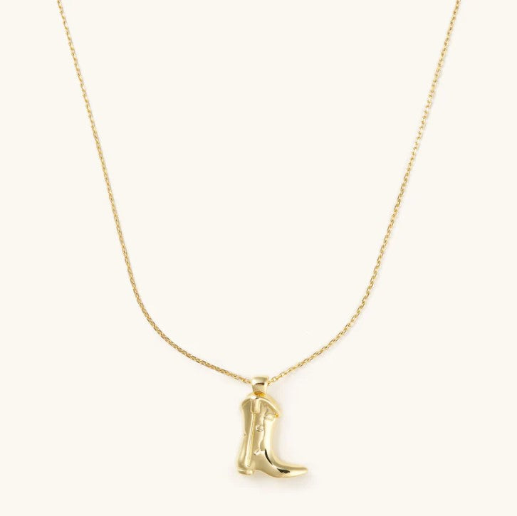 Golden Cowboy Boot Necklace