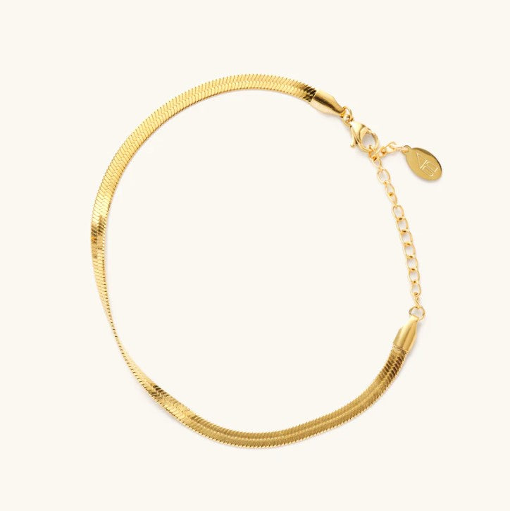 Golden Herringbone Stainless Steel Anklet
