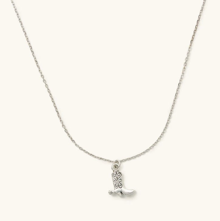 Silver Cowboy Boot Necklace
