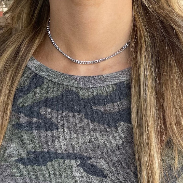 Tish Silver Chain Choker Necklace