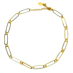 Ellie Gold Paperclip Chain Choker Necklace