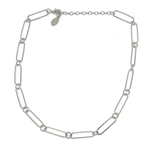 Ellie Silver Paperclip Chain Choker Necklace