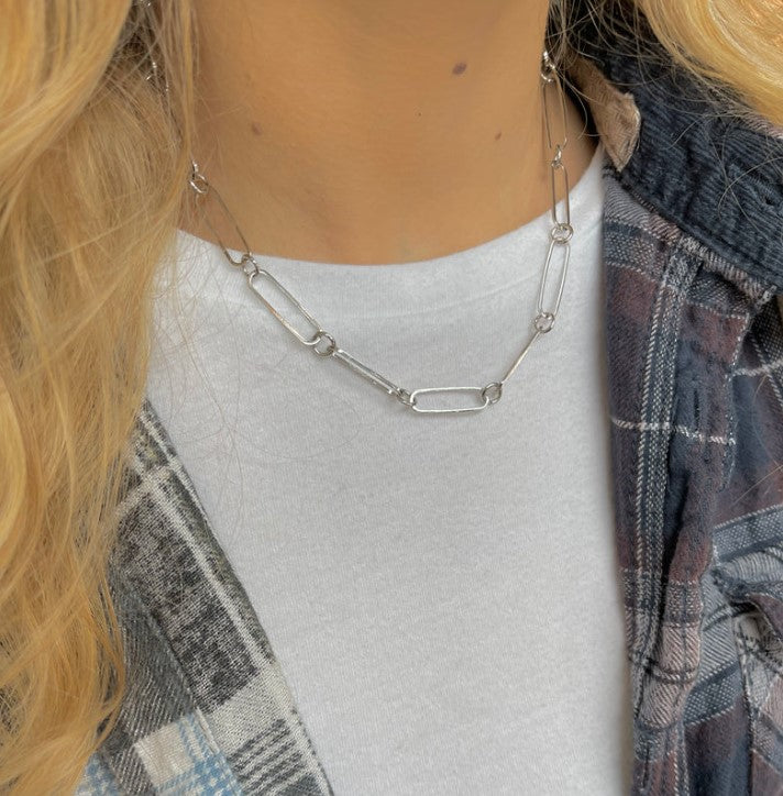 Ellie Silver Paperclip Chain Choker Necklace