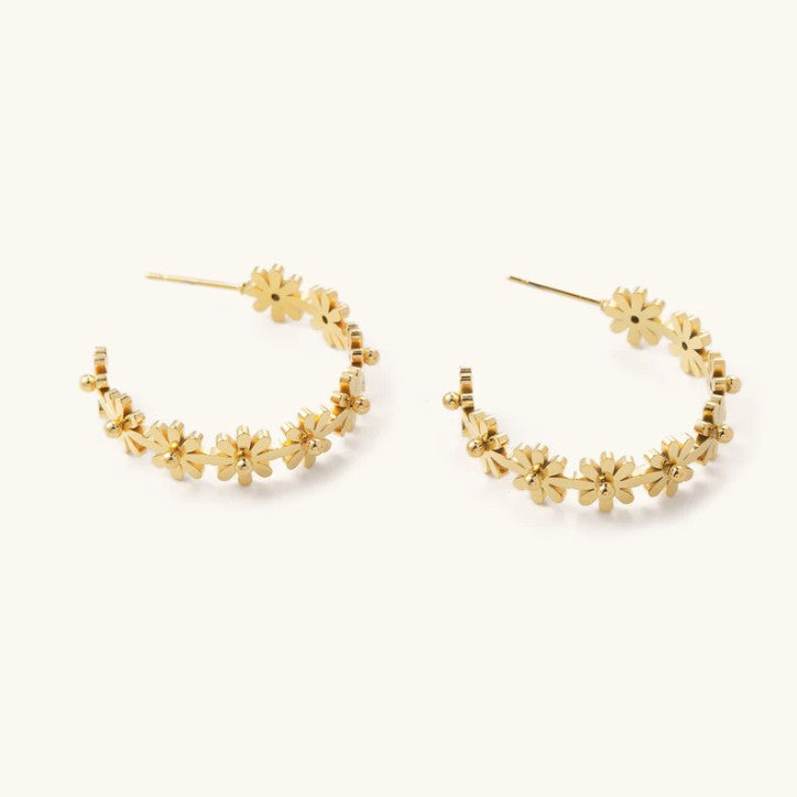 Carly Daisy Hoop Earrings