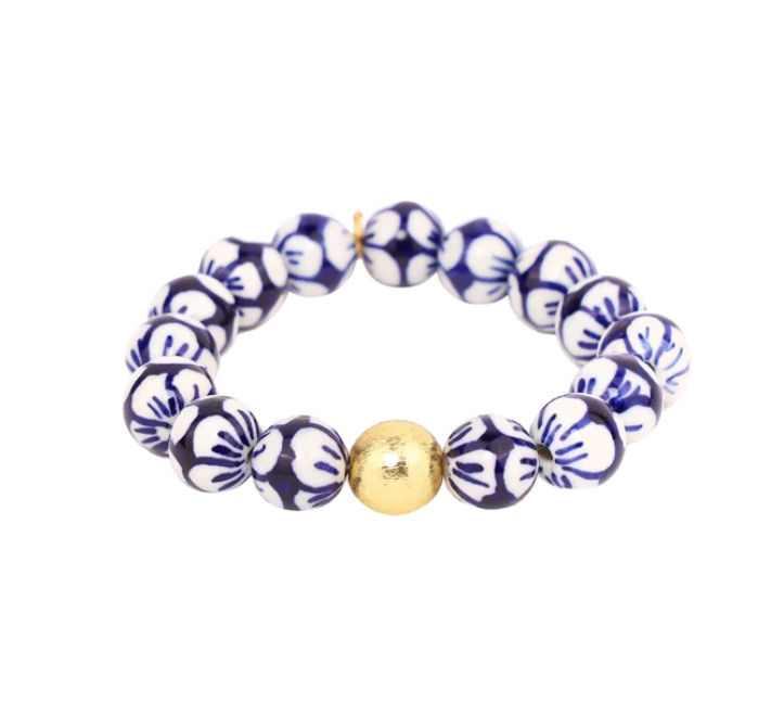 BuDhaGirl  Porcelain Beaded Bracelet - Lotus