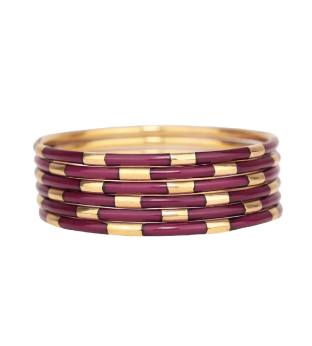BuDhaGirl Veda Bangles - Maroon - Set of 6