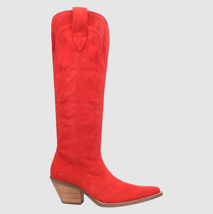 Thunder Road Red Suede Lightning Bolt Leather Boots (DS) - BACKORDER July 2024