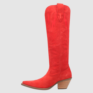 Thunder Road Red Suede Lightning Bolt Leather Boots (DS) ~ BACKORDER 3/1/24