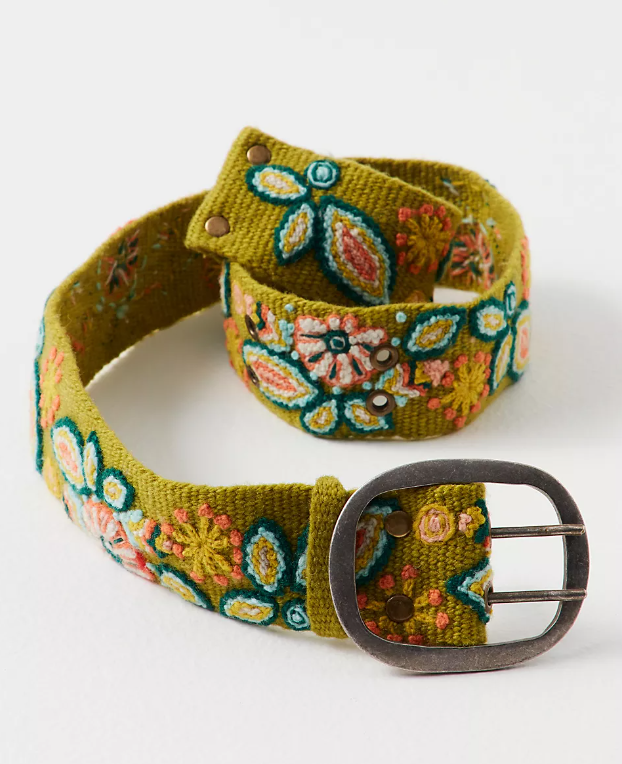 Free People Handwoven Embroidered Belt