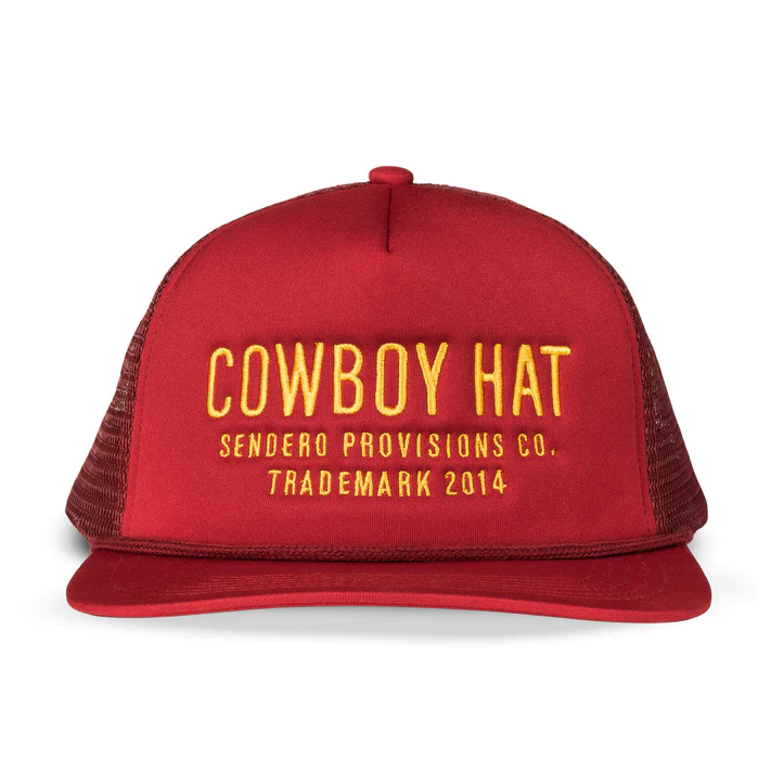 Cowboy Hat Snap Back Trucker Hat - Red
