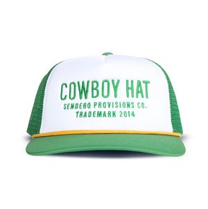 Cowboy Hat Snap Back Trucker Hat - Green/White