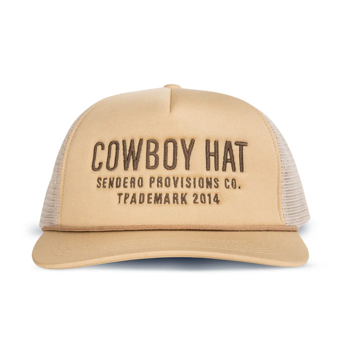 Cowboy Hat Snap Back Trucker Hat - Beige
