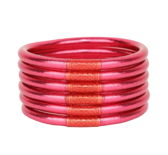 BuDhaGirl Pink All Weather Bangles® (AWB®) - Serenity Prayer - Set Of 6