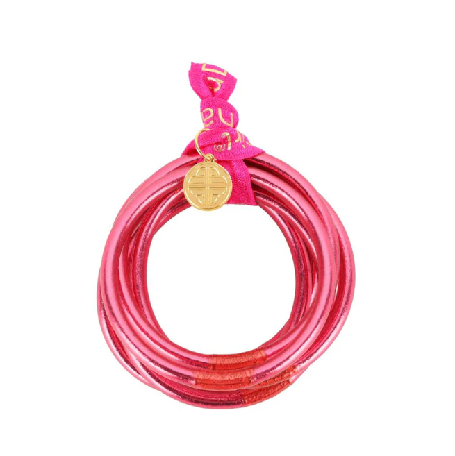 BuDhaGirl Pink All Weather Bangles® (AWB®) - Serenity Prayer - Set Of 6