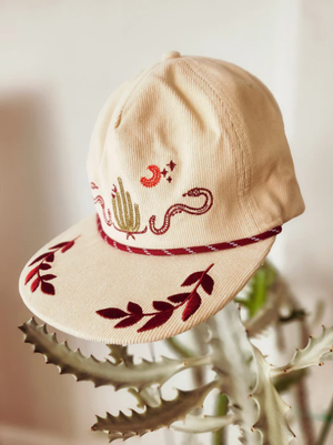 Classic Rock Couture ~ Corduroy Desert Embroidery Trucker Hat