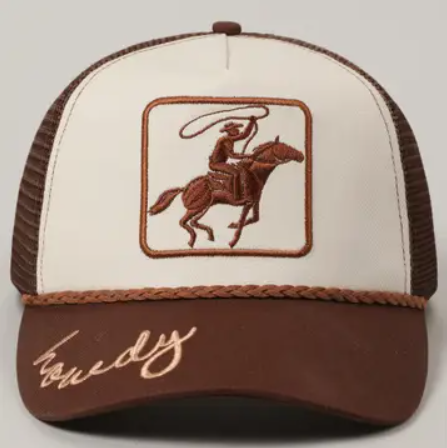 Roping Cowboy Embroidered Patch Trucker Hat