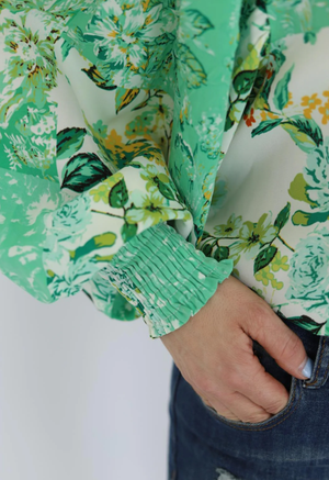 Daydream Believer Floral Patchwork Button Up Blouse