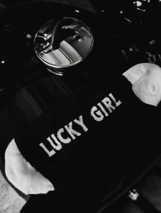 Lucky Girl Cherry Eightball Crew Socks