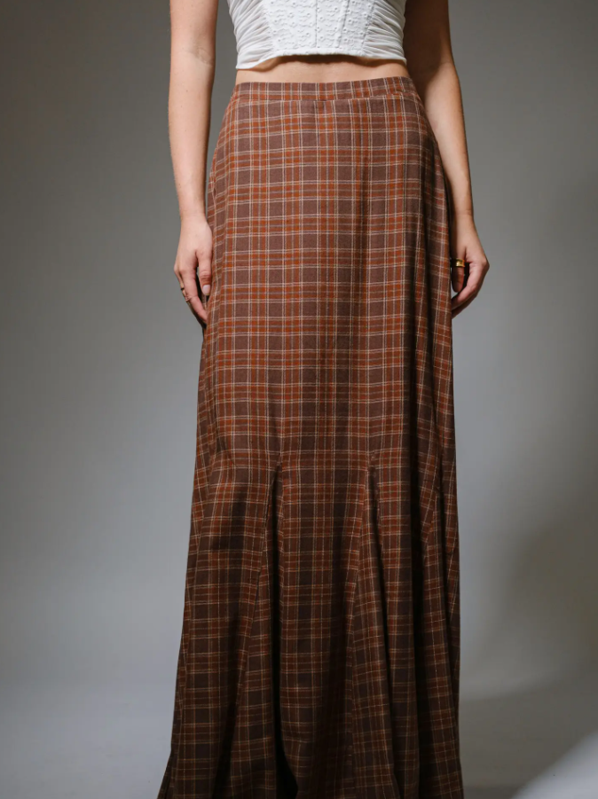 Prep Check Plaid Flannel Maxi Skirt