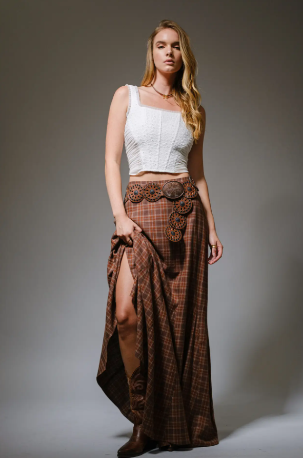 Prep Check Plaid Flannel Maxi Skirt