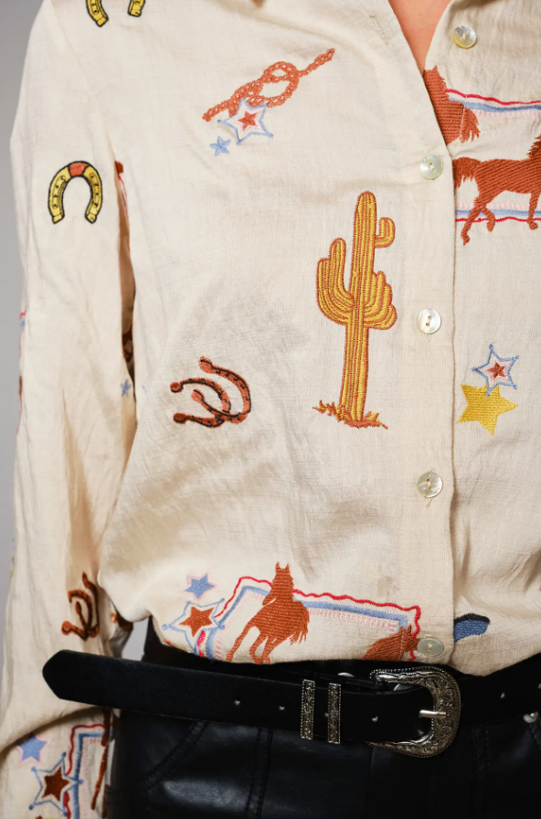 Saddle & Stitch Western Embroidered Button Up Top
