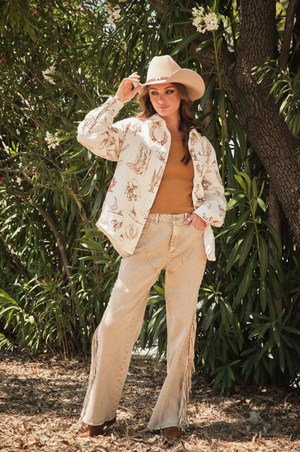 Cozy Cowgirl Quilted Western Print Jacket