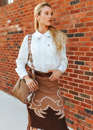 Cowgirl Canyon Knit Fringe Skirt