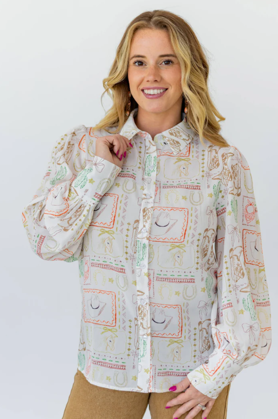 Sweet Nothings Western Button Up Blouse