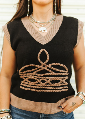 Western Royalty Bootstitch Knit Sleeveless Sweater