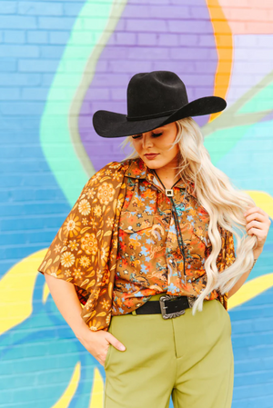 Twisted Trail Retro Pearl Snap Blouse