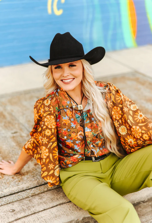 Twisted Trail Retro Pearl Snap Blouse