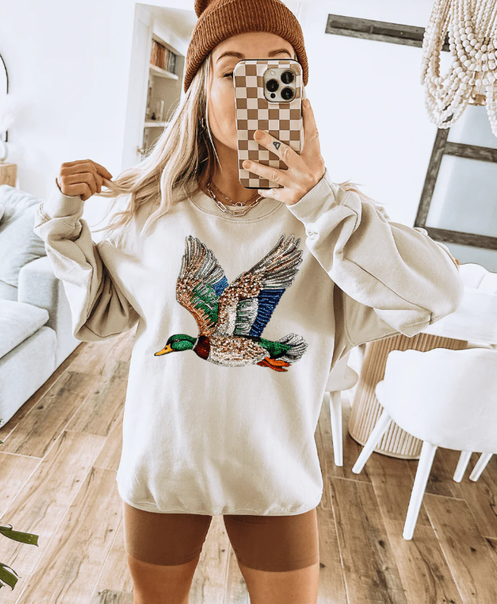 Faux Rhinestone Mallard Duck Sweatshirts & T-Shirts (made 2 order) LC