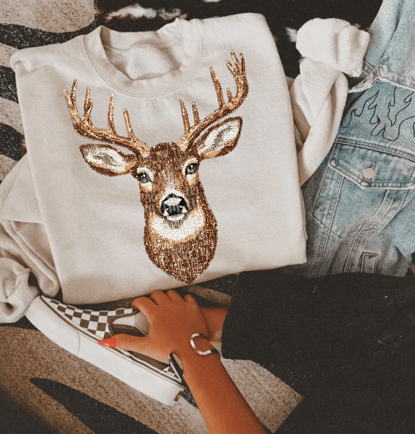 Faux Rhinestone Deer Sweatshirts & T-Shirts (made 2 order) LC