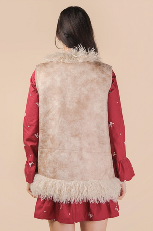 Cowboy Take Me Home Sherpa Suede Fur Trim Vest