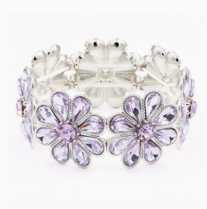 Blossom Loop Glass Crystal Flower Stretch Bracelet