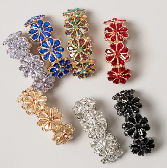 Blossom Loop Glass Crystal Flower Stretch Bracelet