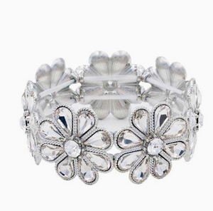 Blossom Loop Glass Crystal Flower Stretch Bracelet