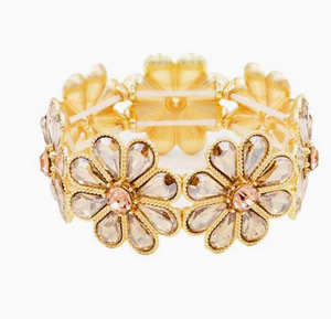 Blossom Loop Glass Crystal Flower Stretch Bracelet