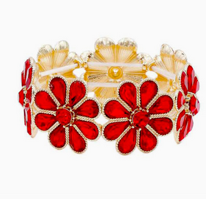 Blossom Loop Glass Crystal Flower Stretch Bracelet