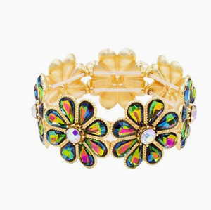 Blossom Loop Glass Crystal Flower Stretch Bracelet
