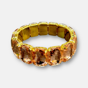 Gilded Age Crystal Edge Glass Stretch Bangle