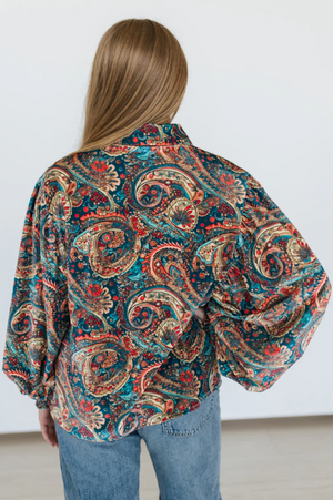 Painted You Pretty Paisley Velour Blouse